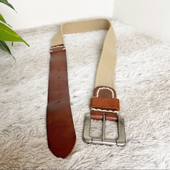 Leather and Fabric Belt tan and brown M/L 34 - Picture 4 of 8